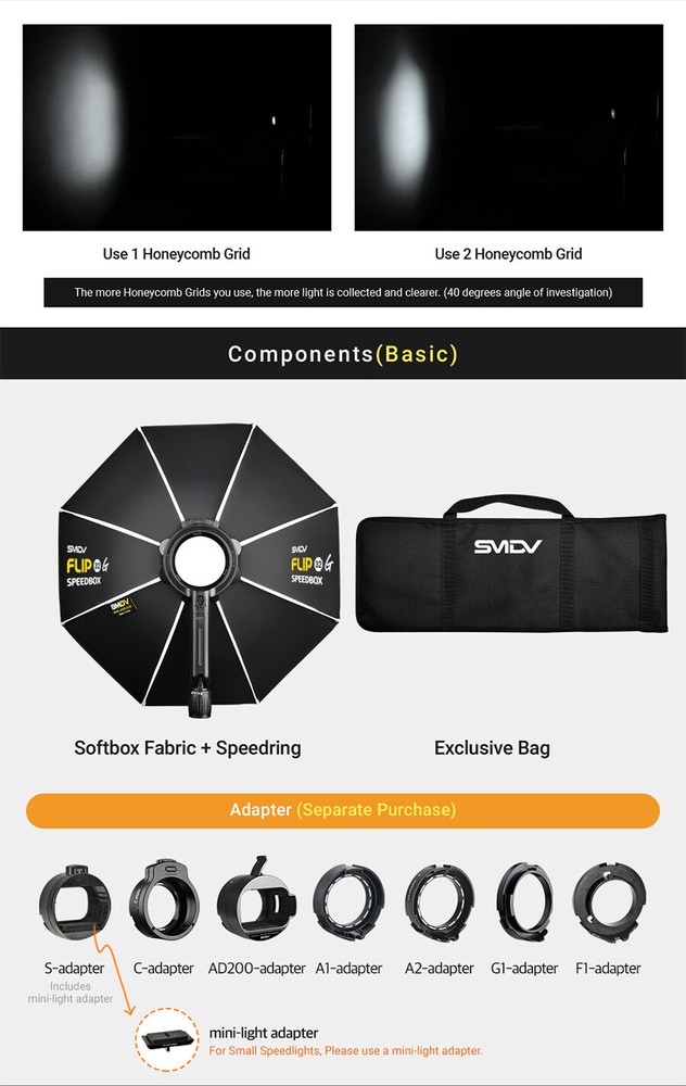 SMDV SPEED-BOX FLIP32G Quick Soft-box Diffuser for S-Light S-Lite Quantum Flash