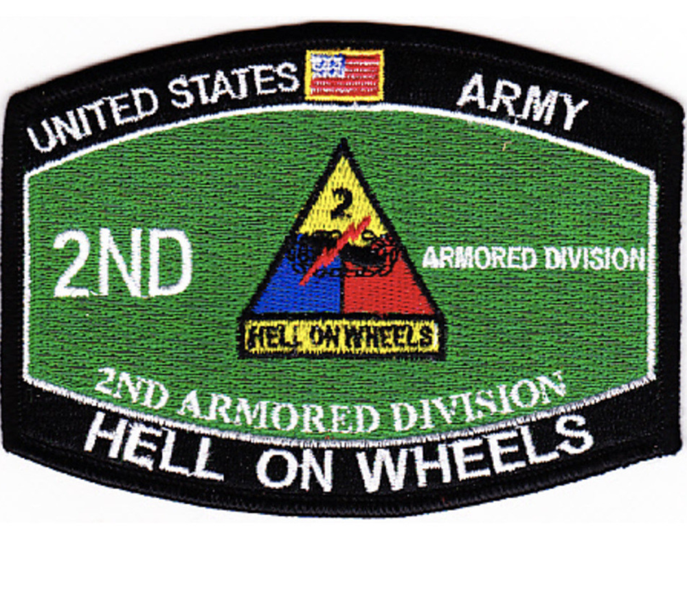 4.5" ARMY 2ND ARMORED DIVISION HELL ON WHEELS MOS EMBROIDERED PATCH