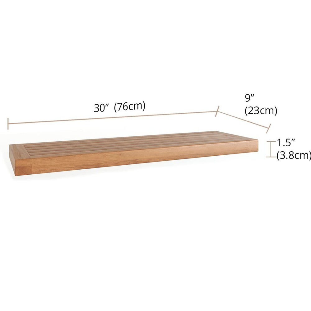 30" Moa Teak Floating Wall Shelf - 30 Inch