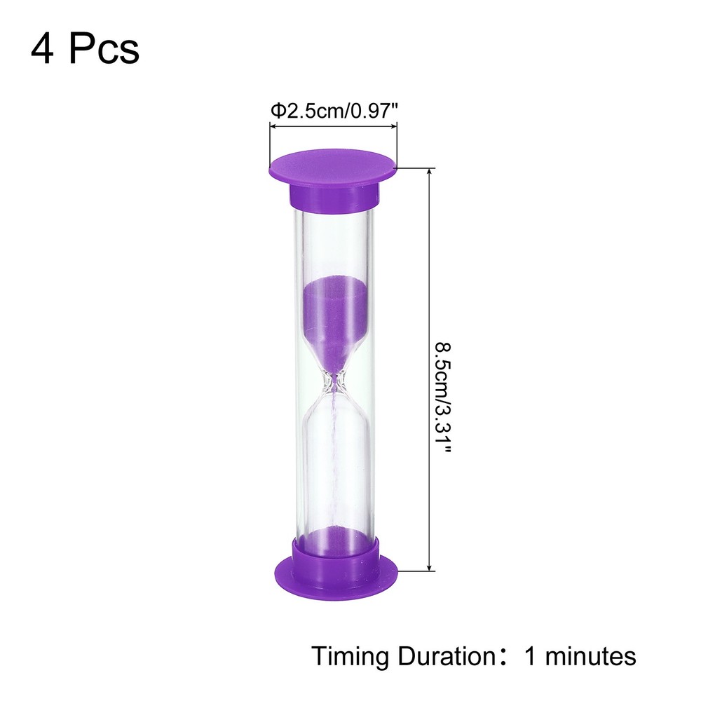 4Pcs 1 Minute Sand Timer Small Sandy Clock, Count Down Sand Glass Purple