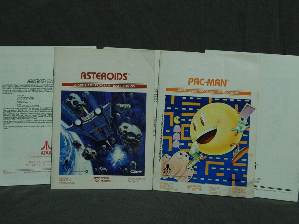 Atari Game Program Instruction Manuals (LOT of 5) Pac-Man + Asteroids +