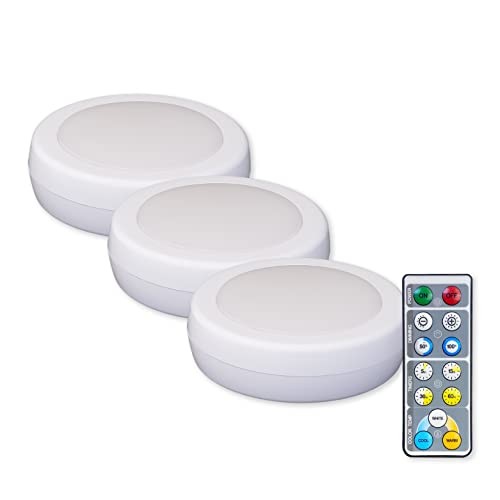 BL-PCCT-W3 Adjustable White LED Puck Light with Remote - 3PK
