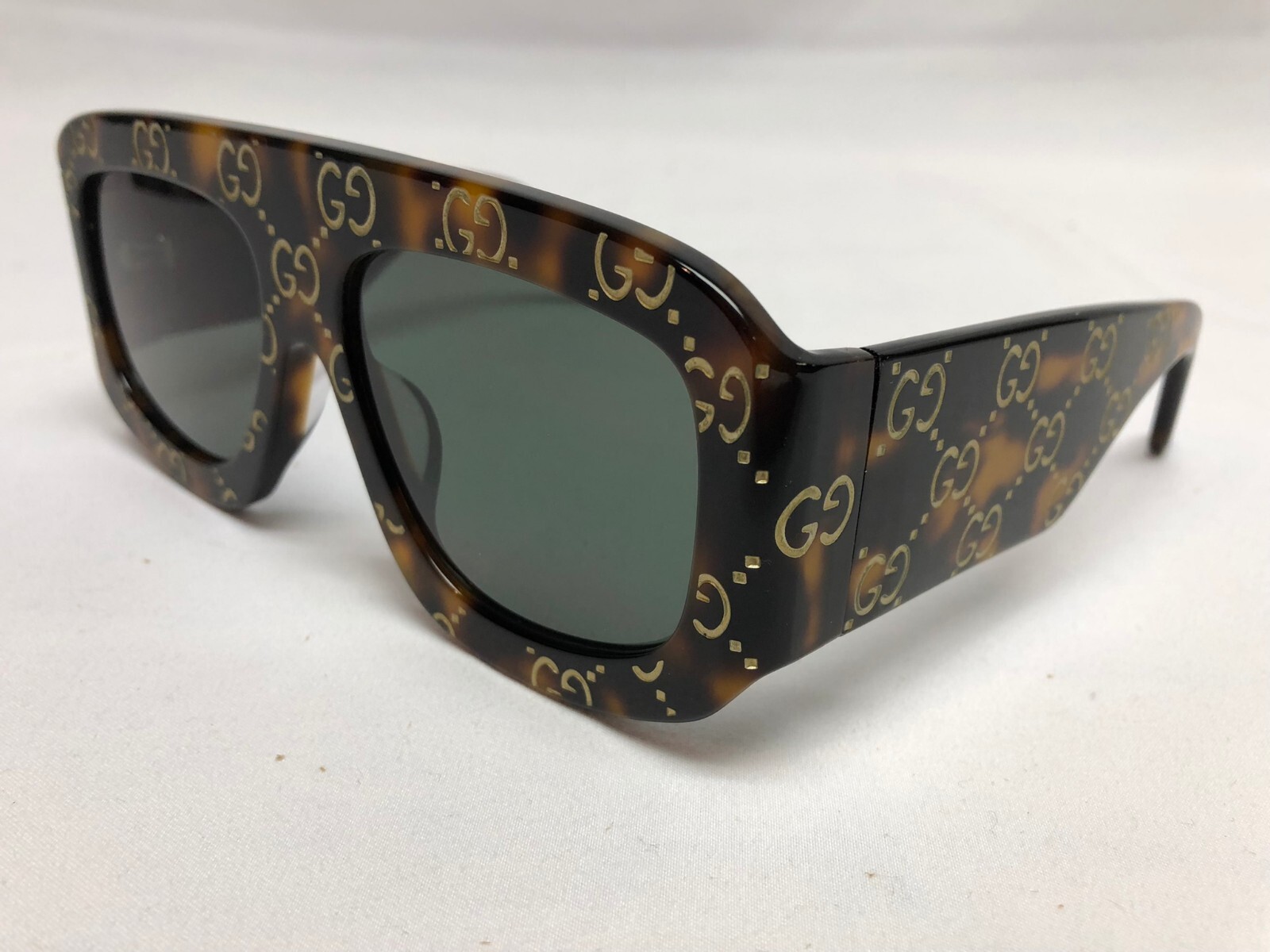 Authentic New Gucci tortoise Square Women's Sunglasses GG0980S Gray Lens