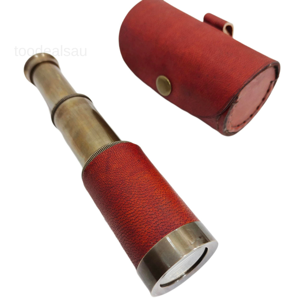 6'' Solid Brass Handheld Spyglass Telescope with Cylindrical Antique