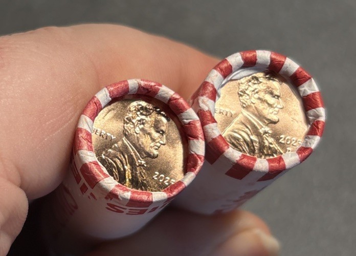 2025 Pennies Two Roll Set - One P and One D - Brilliant Uncirculated