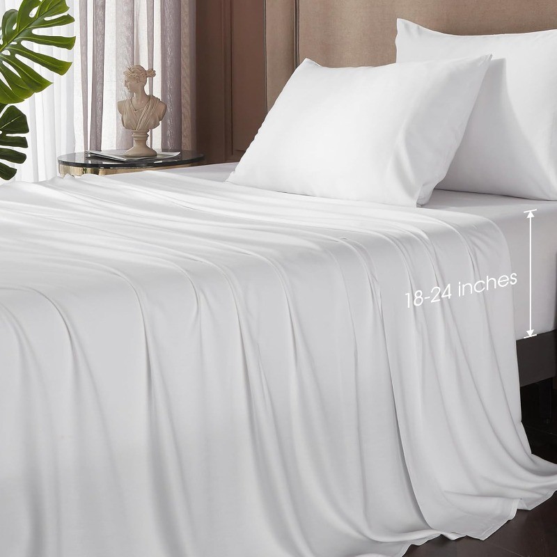 King Size Sheet Set,Rayon Derived from Bamboo, Deep Pocket Sheets Fits