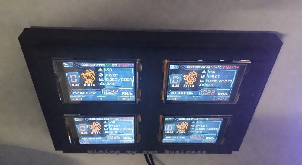 NM Nerd Miner Crypto Mining Rig - 4 x 1060 kh/s Wall Mountable - Mining Rig