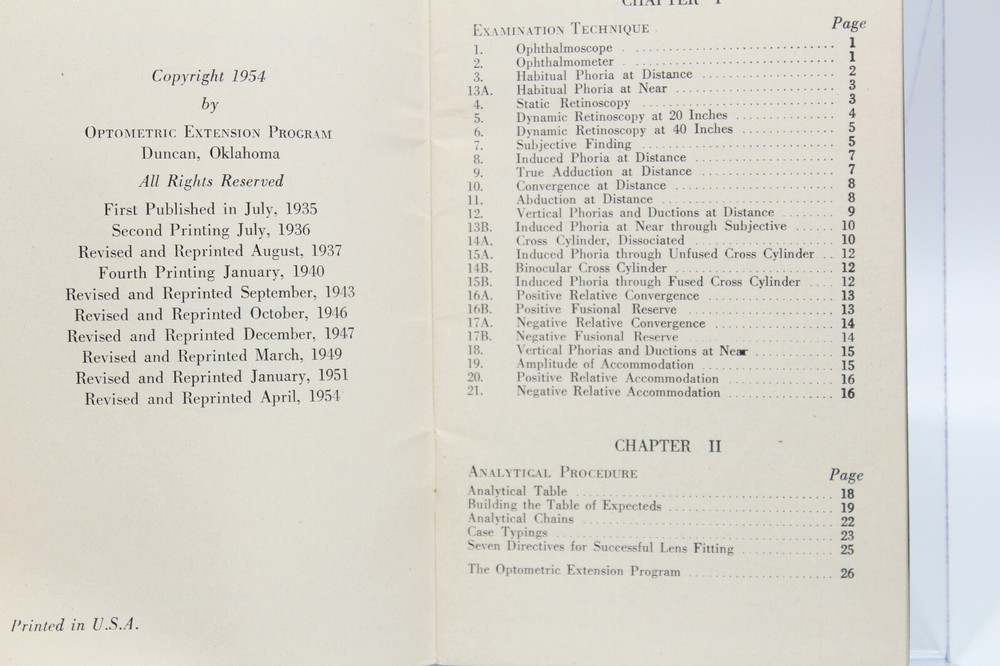 Introduction To Modern Analytical Optometry S.K. Lesser 1954