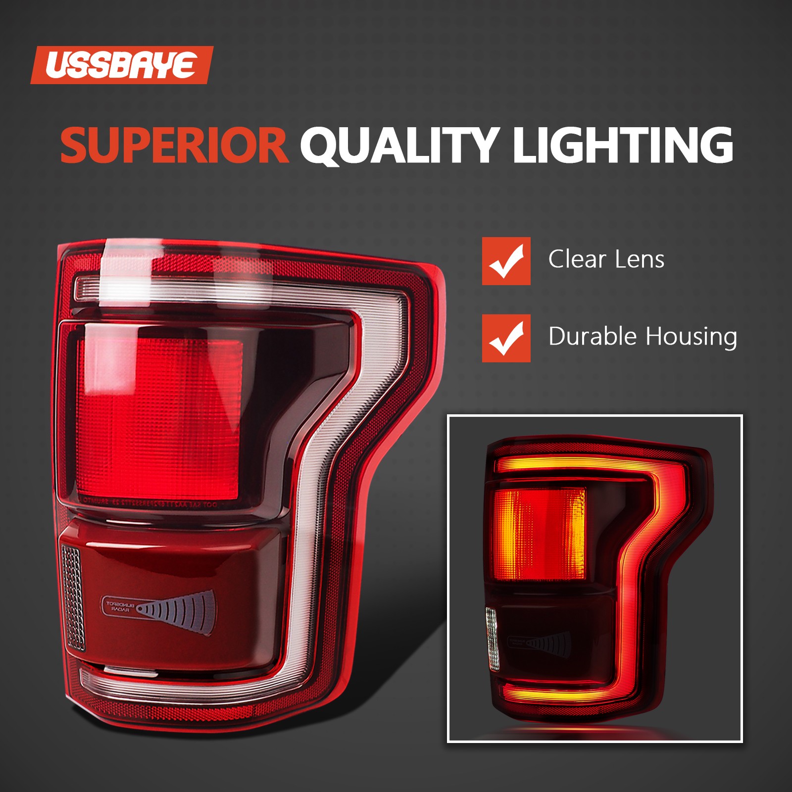 For 2017-2019 Ford F-150 Raptor LED Tail Light w/ Blind Spot Red Black Right