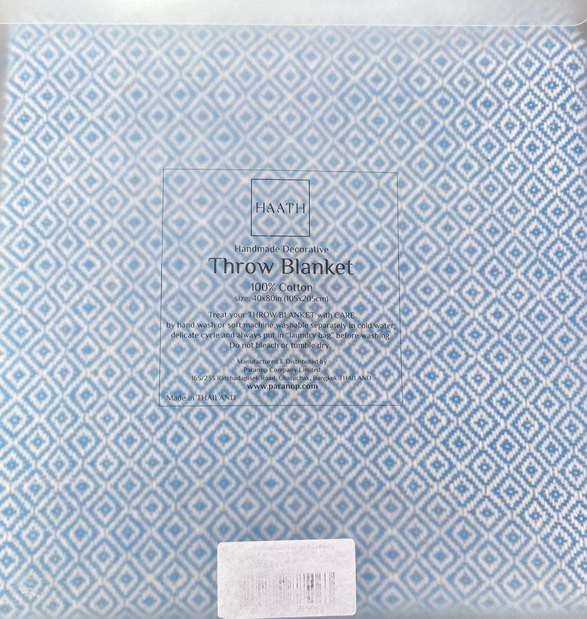 HAATH Handcrafted Throw Blanket (Cerulean Blue)