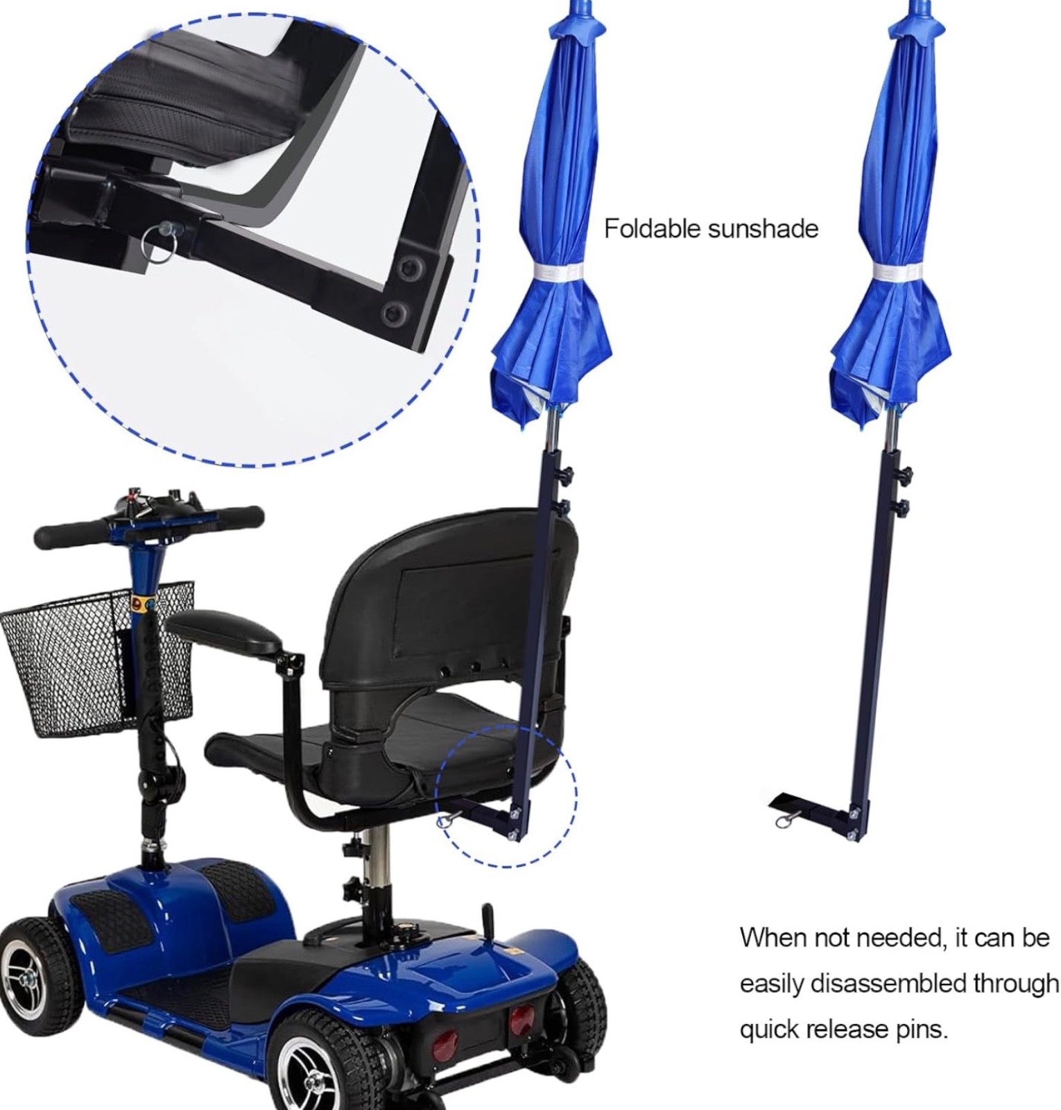 CC LOT Sun Shade Canopy for Mobility Scooters Rain Convertible Top Accessory Sun