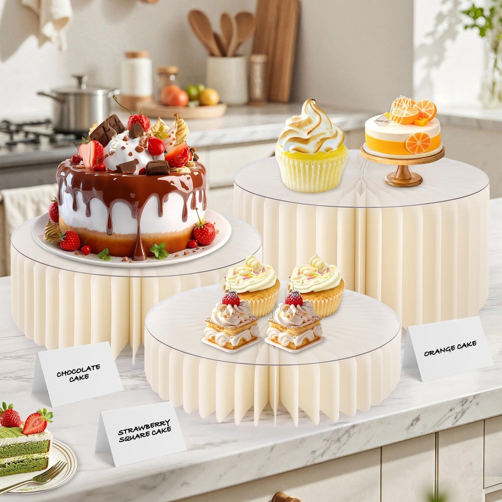 4 Pcs Buffet Risers Food Risers for Buffet Table Premium High-Density Cardboa...