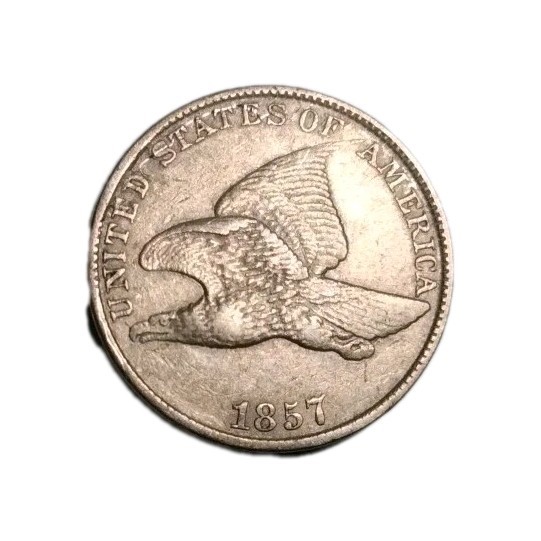 FEATHERS, FEATHERS, FEATHERS. 1857 SMALL LETTERS FLYING EAGLE CENT.