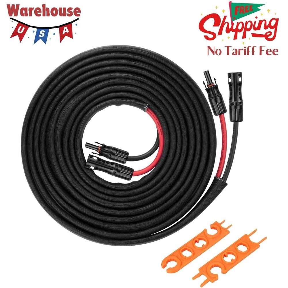 30FT 8AWG Solar Panel Extension Cable with Connectors for Solar Systems