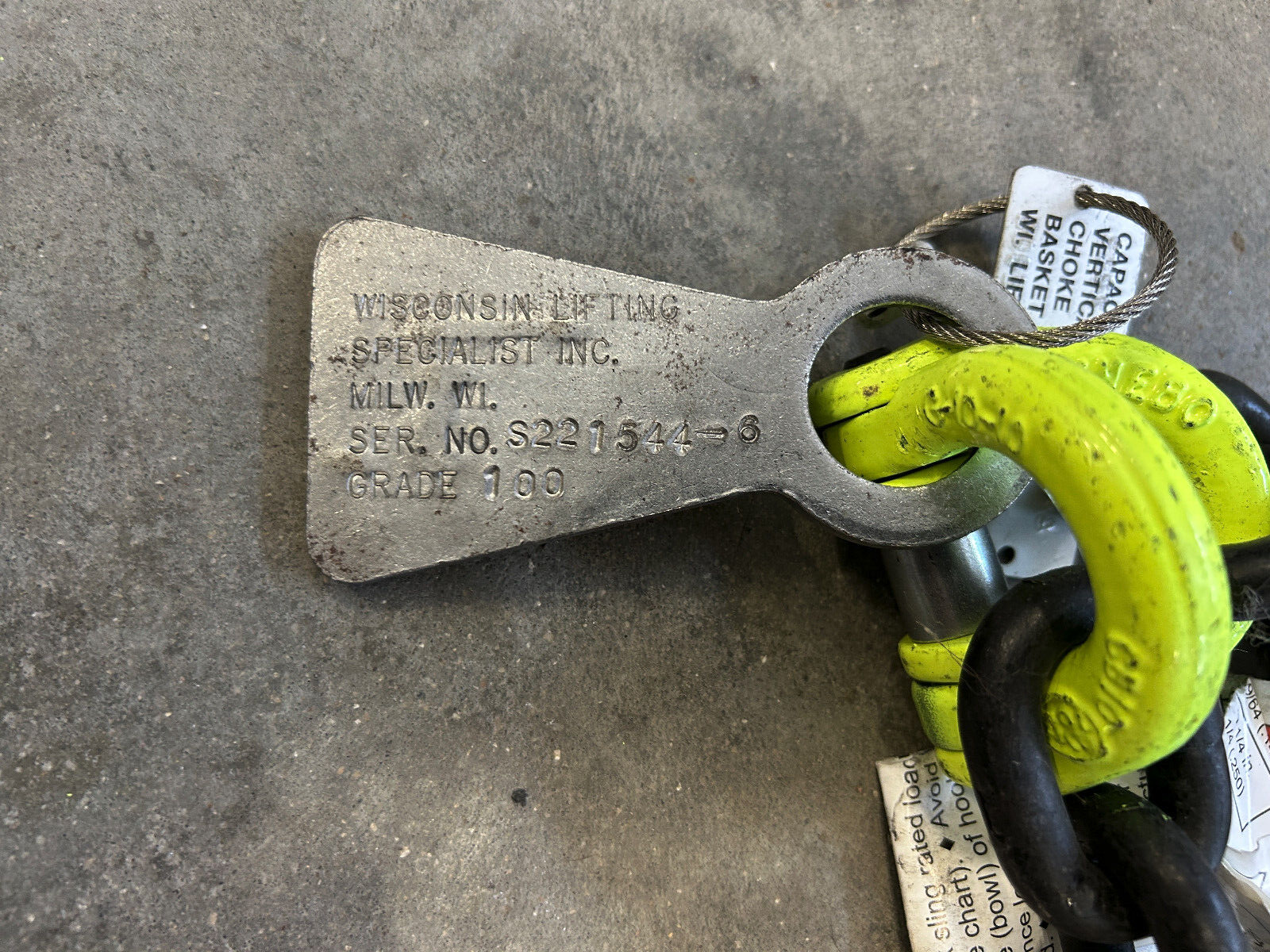 Endless 8FT 6in Reach 3/8" Size 1-Leg Branch Chain Basket Lifting Sling