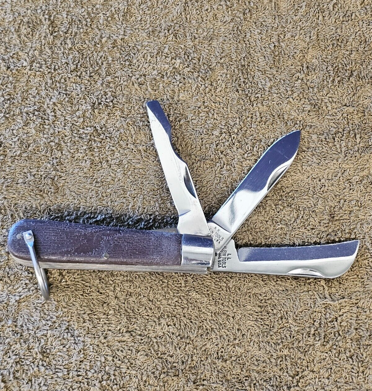 Klein Tool Electrician Folding Pocket Knife 3 Blade KK LL USA Chicago