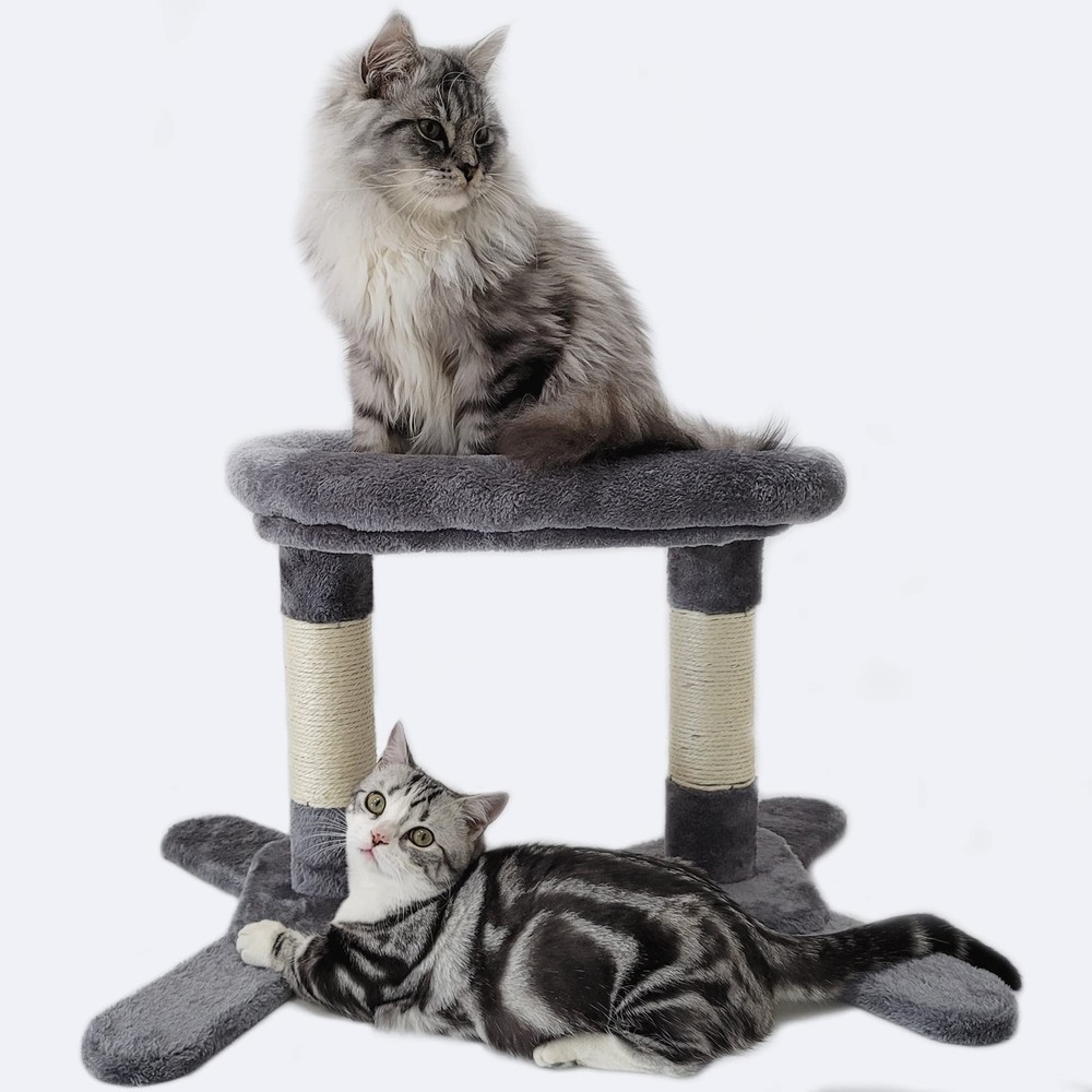 HeyKitten Elevated Cat Cushion Perch Bed with Scratching Posts Sturdy Base fo...