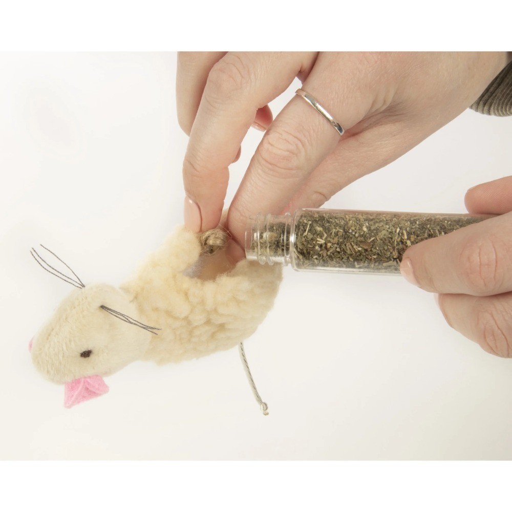 Refillable Catnip Plush Mouse Toy with String Tail for Cats Durable Soft
