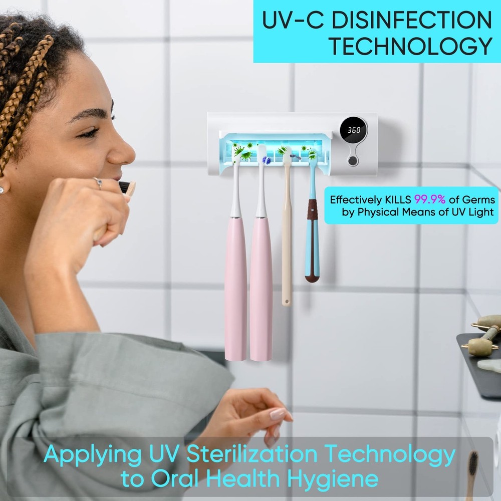 StarWin UV Toothbrush Cleaner, Timer Function, Rechargeable Tooth Brush White