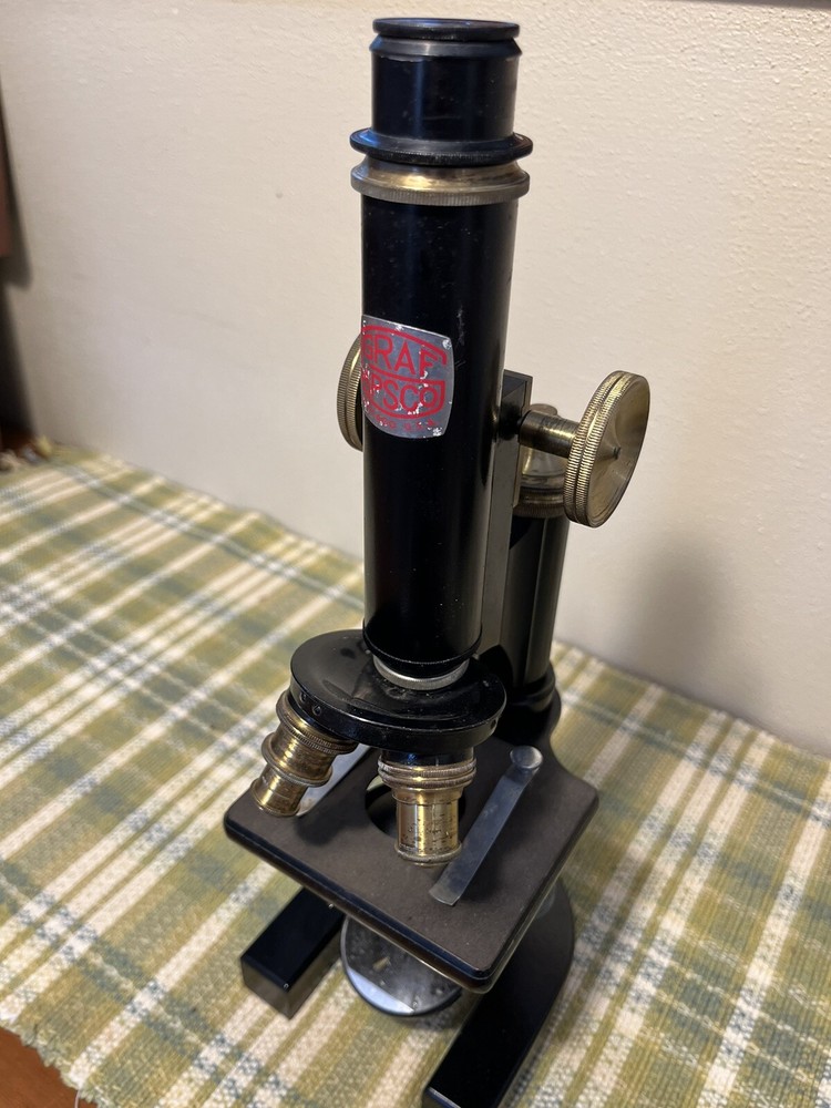 Vintage Graf Apsco Microscope with working Light c.1946