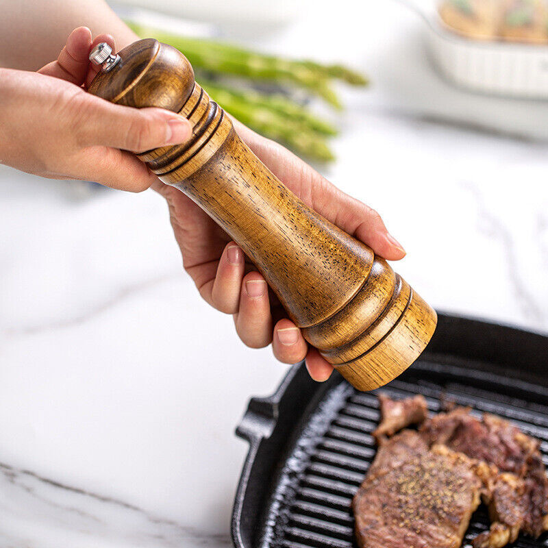 Kitchen Tools Cooking Pepper Grinder Hand Movement Oak Solid Wood Pepper Mill US