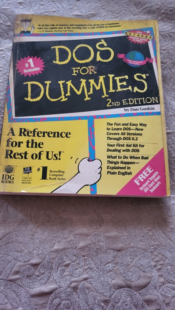 DOS for Dummies 2nd Edition Computer Book Reference Guide Dan Gookin