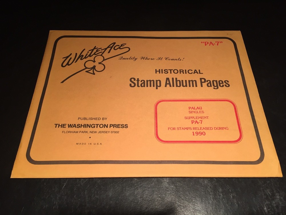 New White Ace Album Supplement Pages Republic Of Palau - PA-7 - 1990