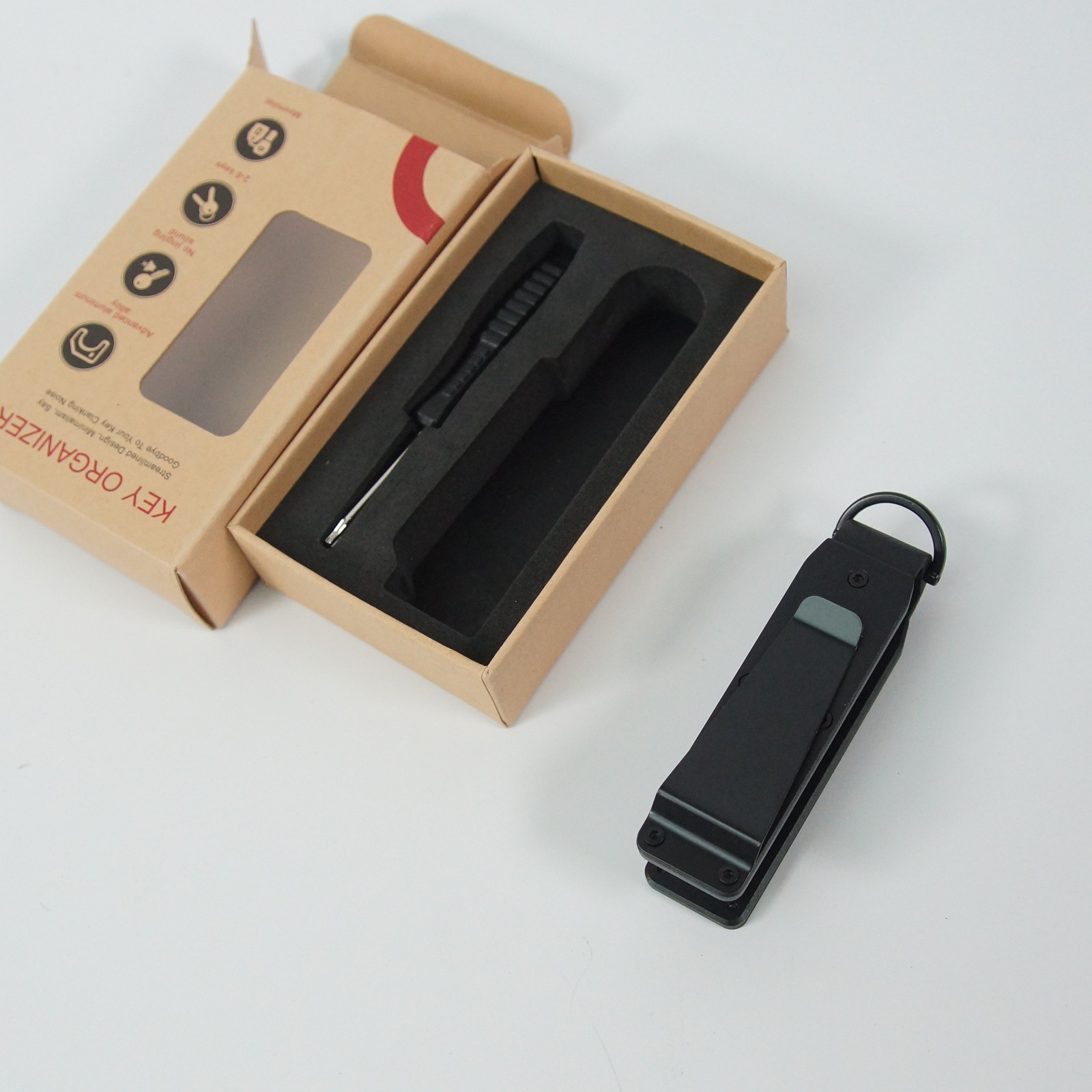 Compact Key Organizer – Minimalist Aluminum Key Holder for 2–6 Keys Black, Gift