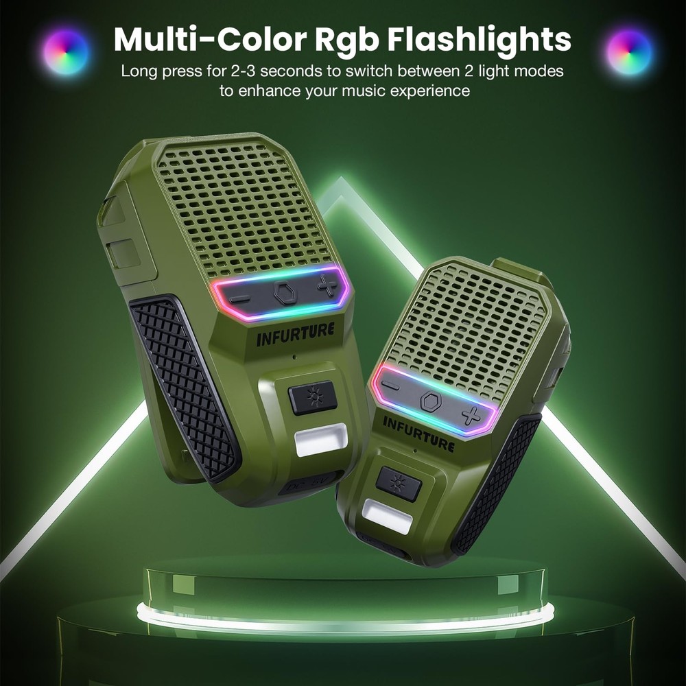 Clip on Bluetooth Speaker with RGB/Flashlight mini Bluetooth Speaker (Non-Mag...