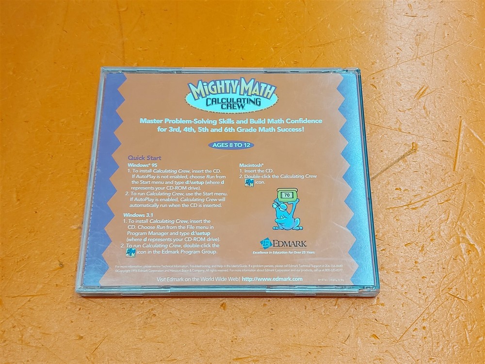 ⭐️⭐️⭐️⭐️⭐️ Edmark Mighty Math Calculating Crew Grades 3-6 Win/Mac CD-ROM