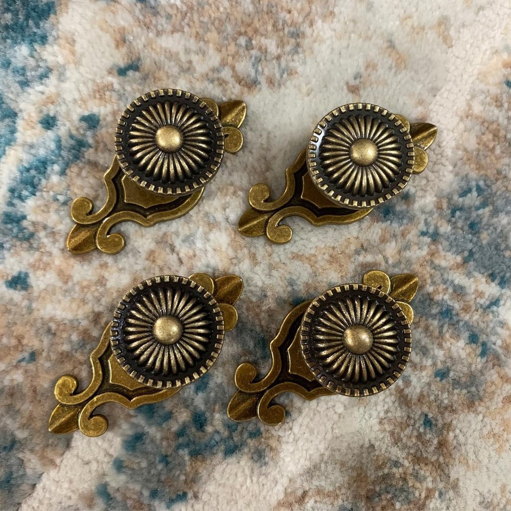 Brass Cabinet Knobs, Vintage Retro Mushroom Drawer Knobs with Backplate, Dres...