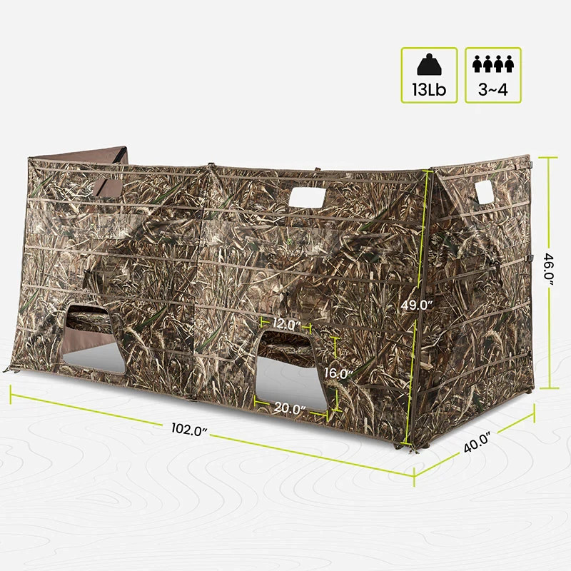 Modular Panel Hunting Blind | A-Frame Pop Up Duck & Goose Blinds | Portable 3-4