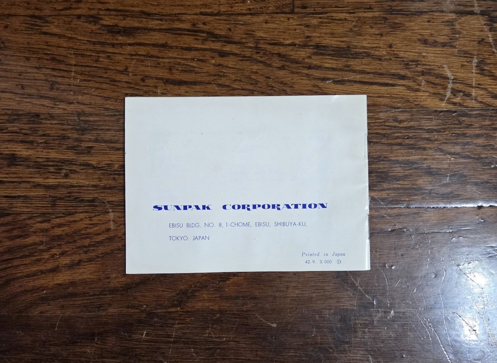 Sunpak 107 Professional Instruction Book