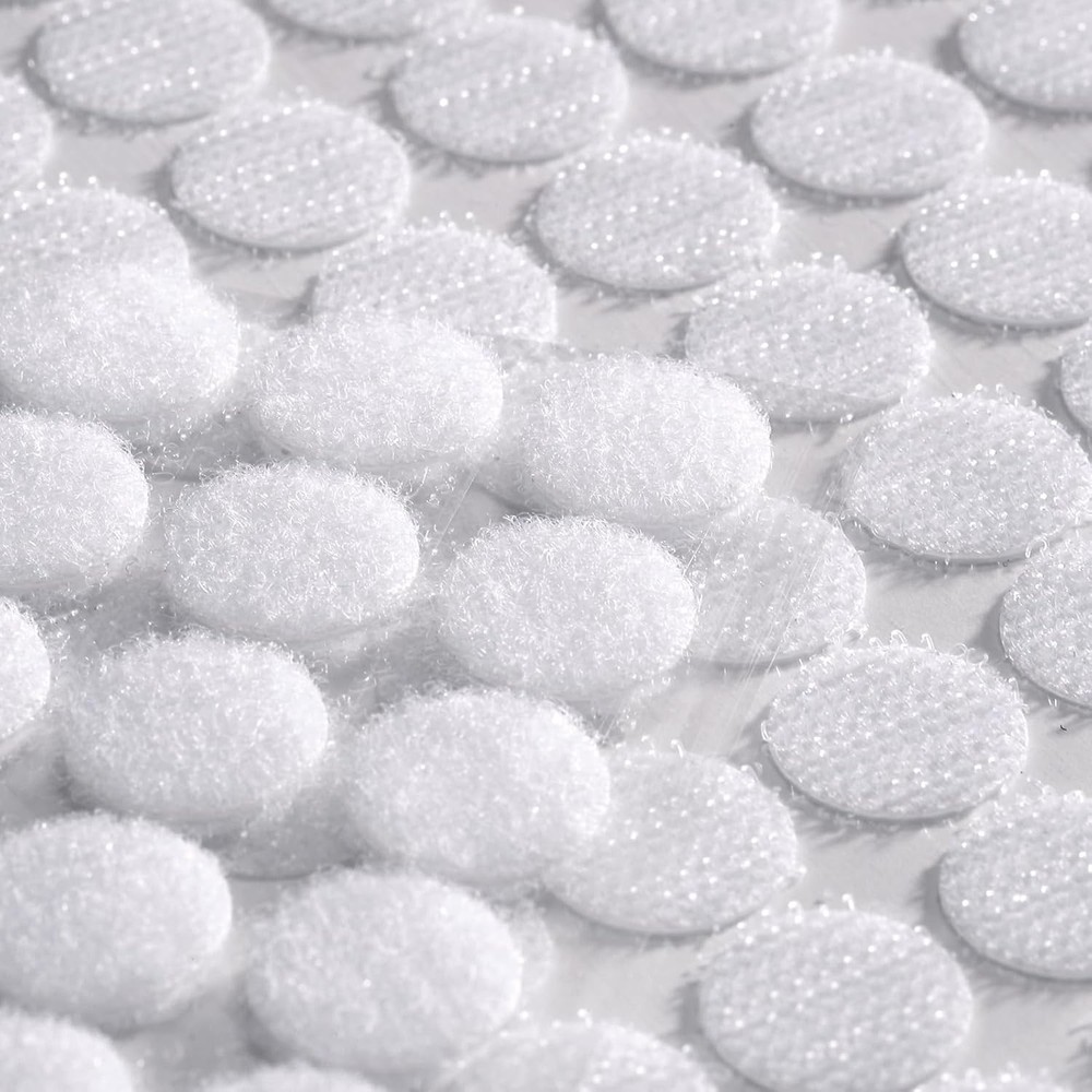 1000pc Hook Loop Dots 0.59" Adhesive-White Fastener Circles Crafts Office