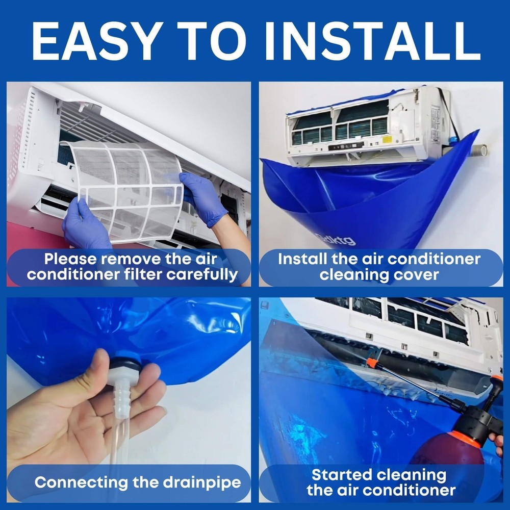 Oiktylr 18pcs Mini Split Cleaning Kit Bag, Waterproof AC Small, Blue
