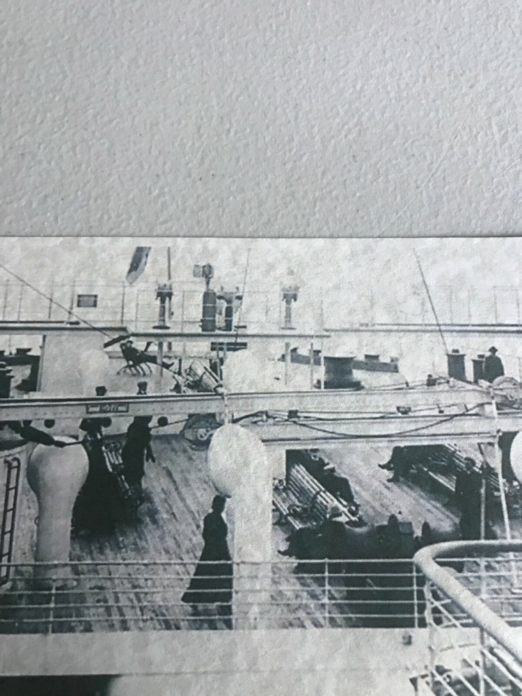 RMS Titanic Stern view - Rare image shows docking bridge & third class passenger