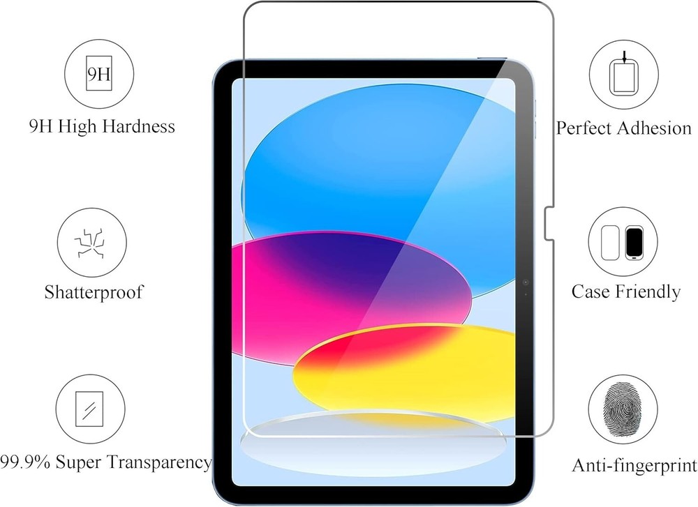2-Pack Display Tempered Glass Screen Protector For iPad 10th Generation Face-ID