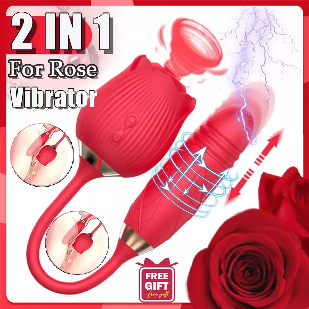 Clit Pump Sucking Rose Vibrator G-Spot Telescopic Dildo Adult Sex Toys for Women