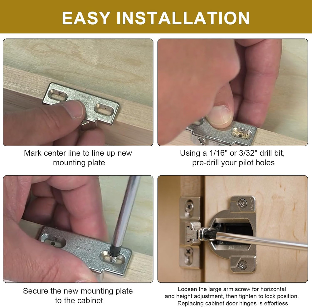 Hinge Mounting Plate Replacement for Blum 1 5/8" Overlay 110 Degree Compact 33 E