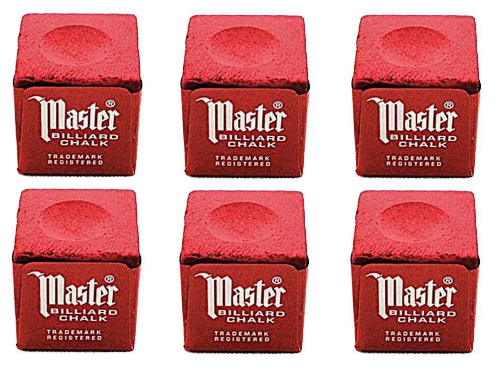 Master 6 Red Billiards Pool Cue Chalk