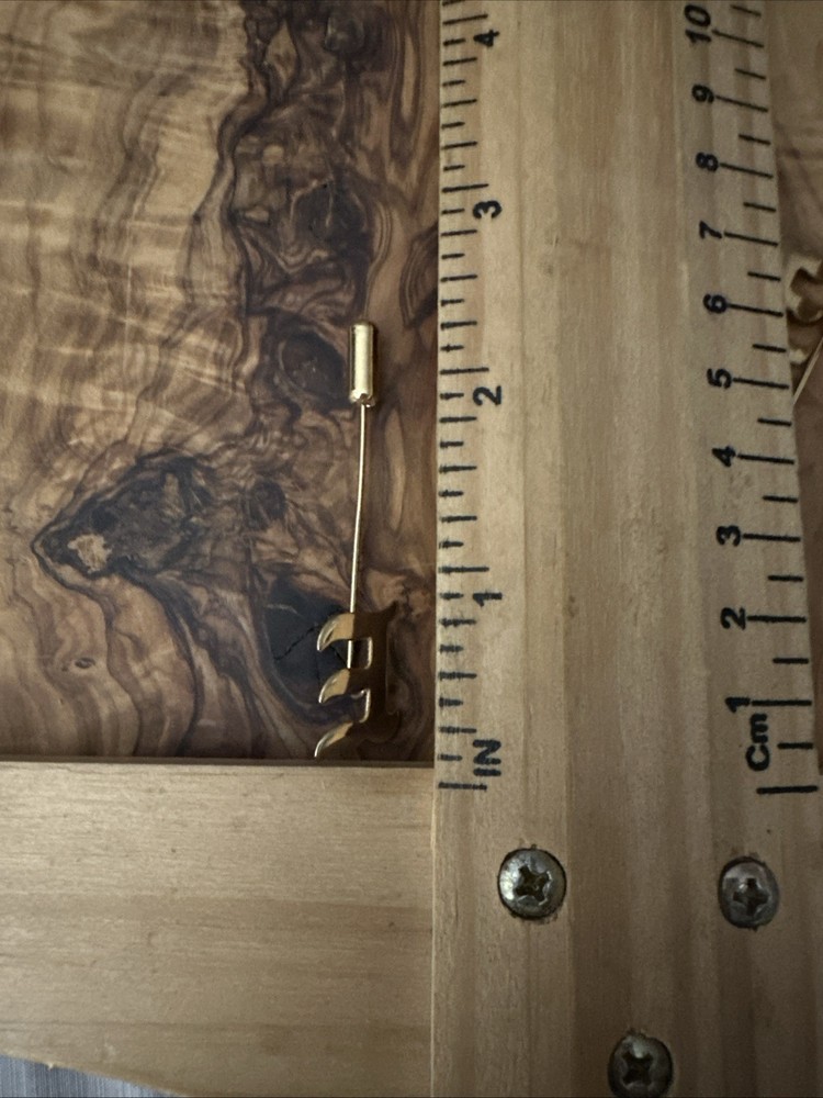 Vintage Gold Tone Initial E Stick Pin Hat Lapel Scarf