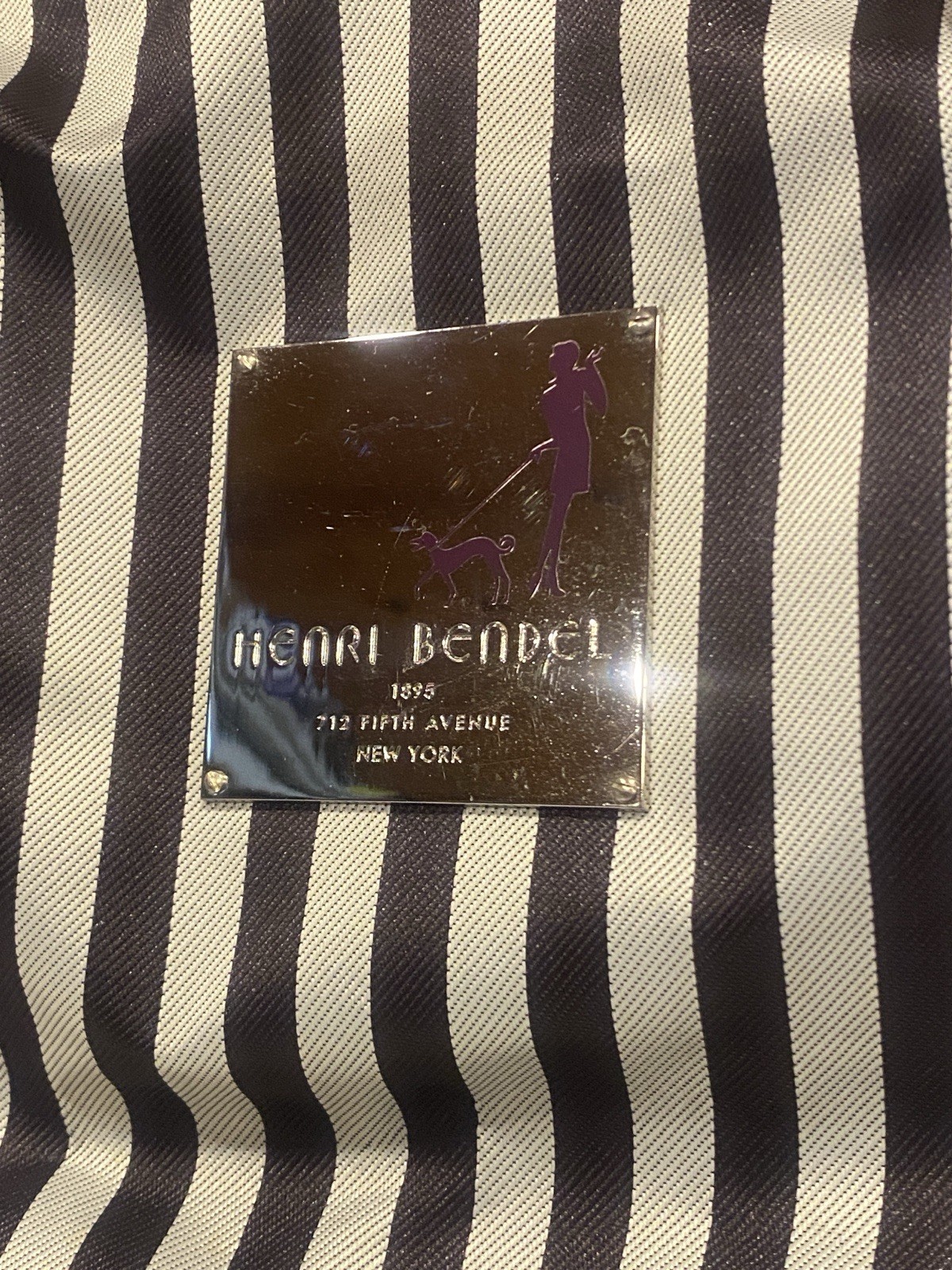 Henri Bendel Iconic Stripe Pet Carrier Dog Bag 5th Ave NY Travel Designer RARE!