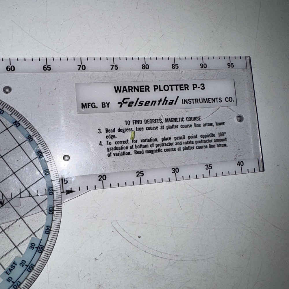 Felsenthal Warner P-3 Azimuth Plotter 1968 Sectional Charts Protractor