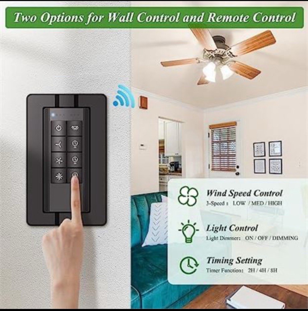 Universal Smart WiFi Ceiling Fan Remote Control Kit, 3 Speed Control with D
