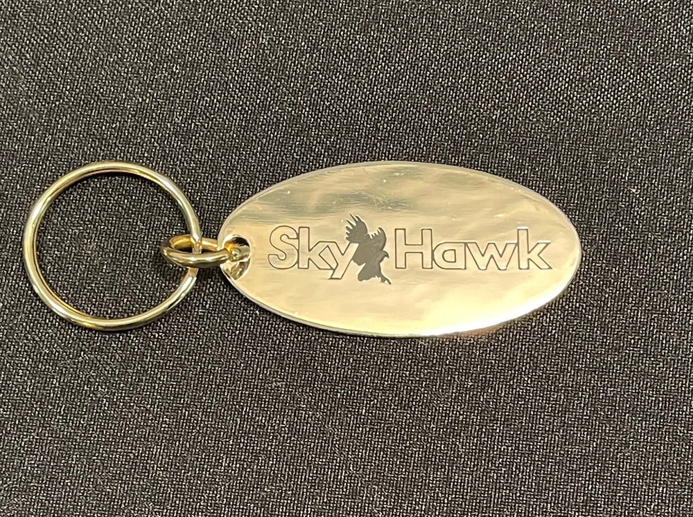 Vintage 70's Solid Brass SKY HAWK Keychain Key Chain - NOS
