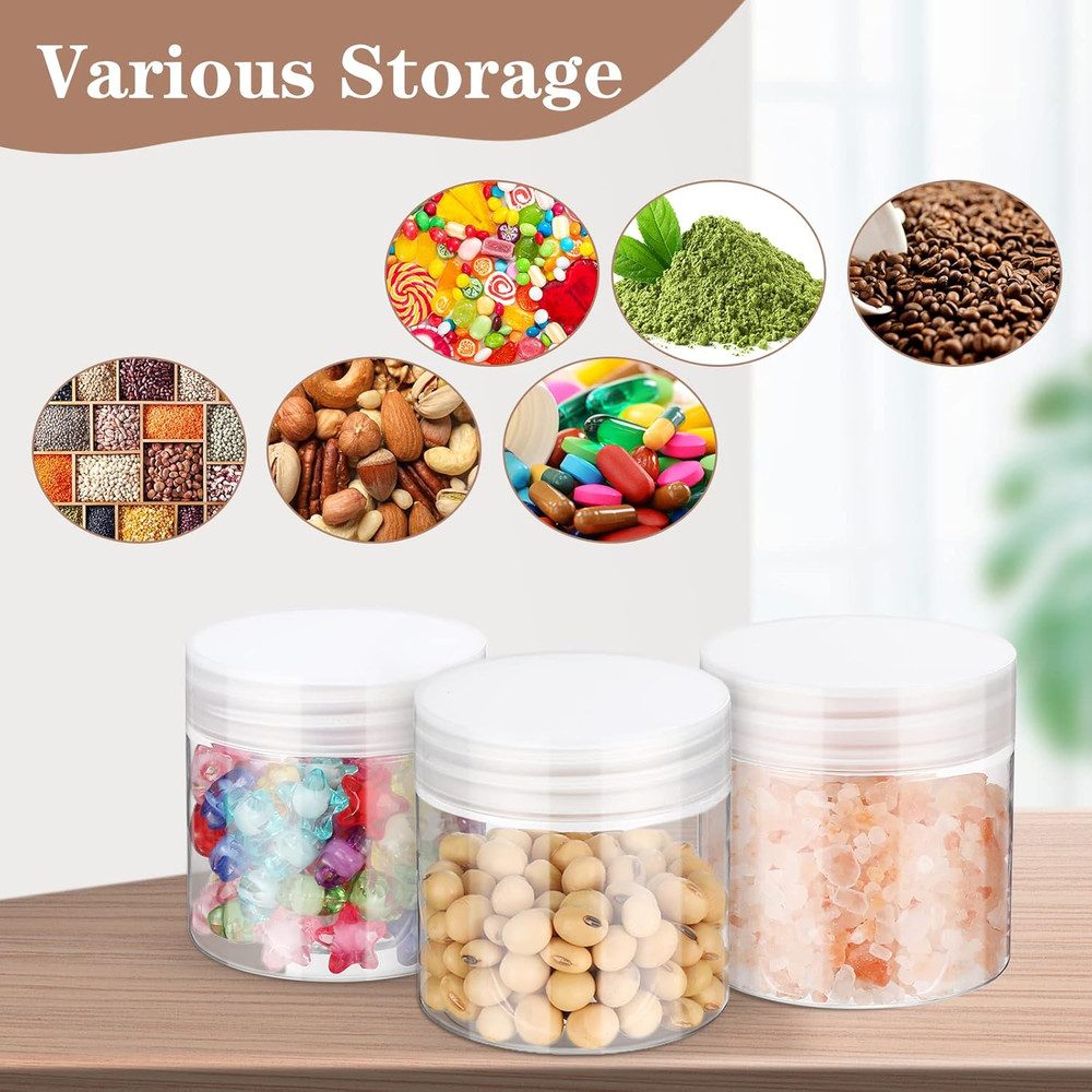 150 Clear 2 Oz Plastic Jars with Lids for Travel, Samples & Cosmetics