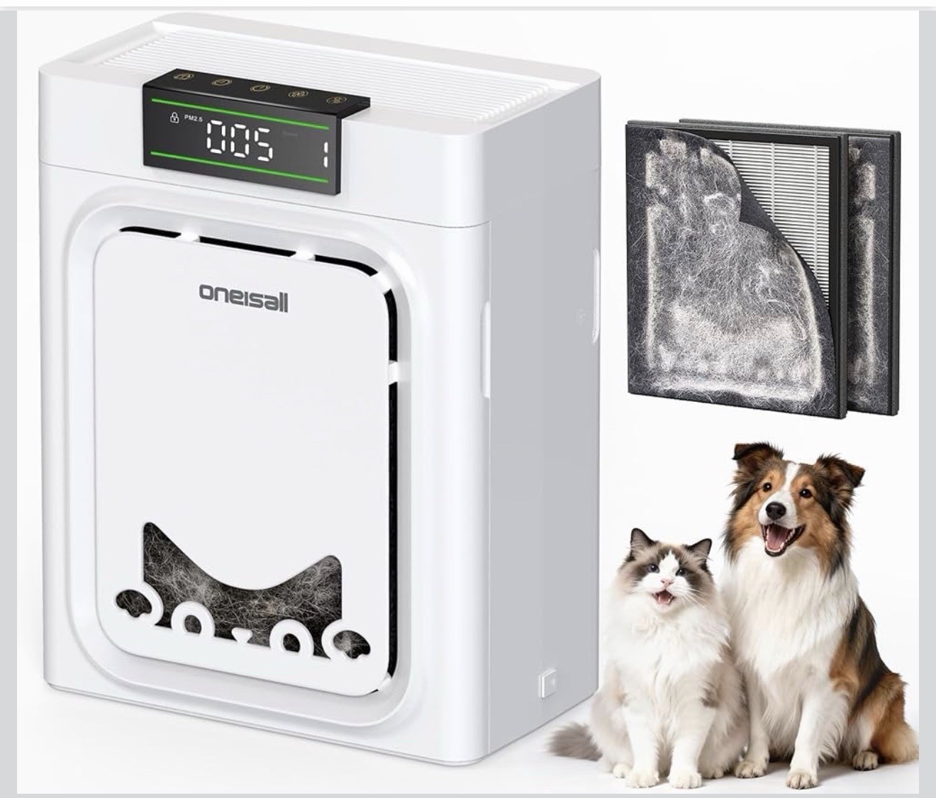 oneisall Air Purifiers for Home Pets with Double-Sided HEPA Washable Filters,...