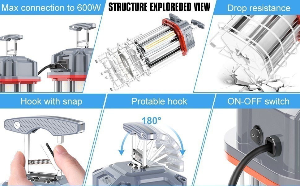 100W LED Temporary Work Light Constructions Linkable High Bay Work Lamp -15000LM