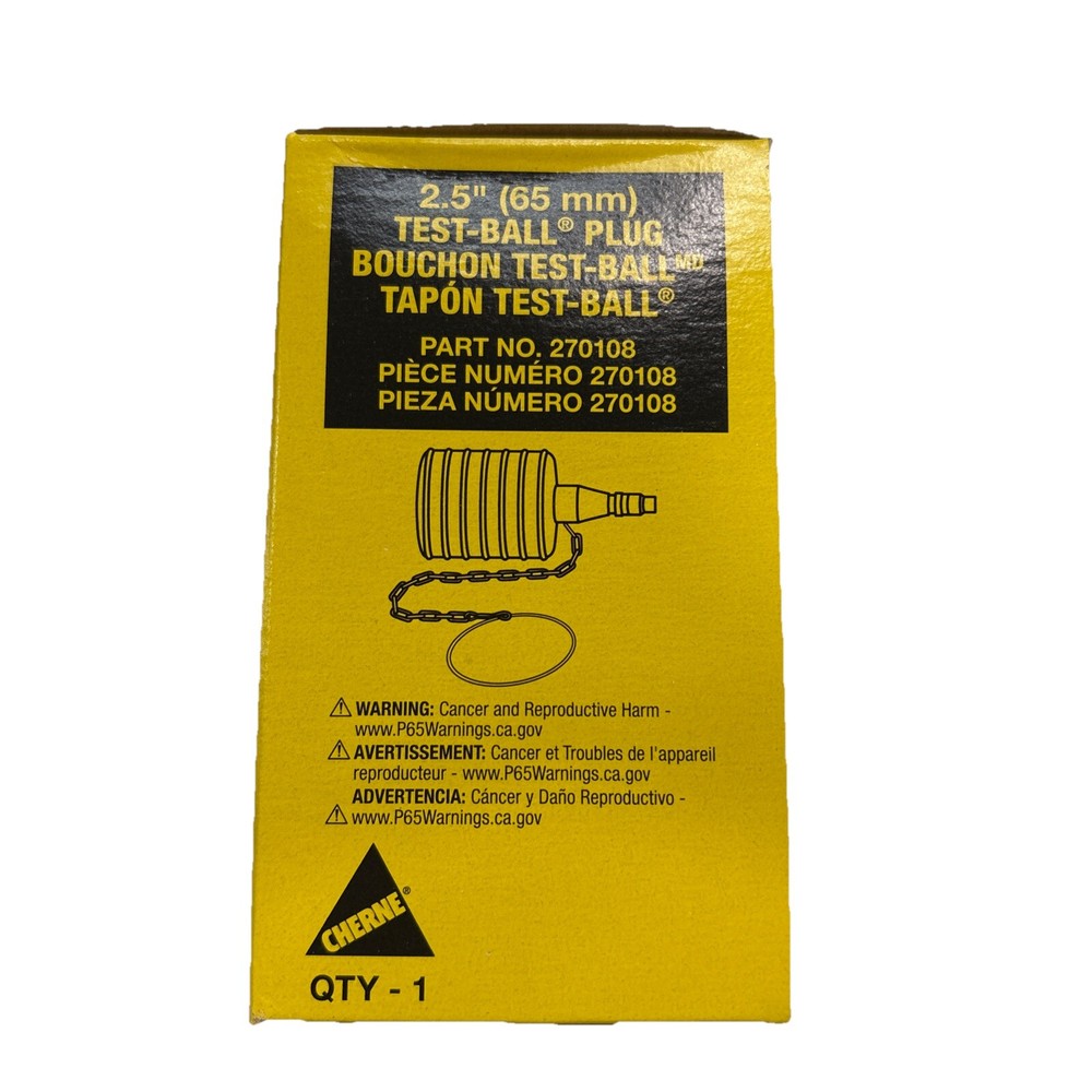 Cherne 270108 Test Ball Plug,Pneumatic,2.5 In,Rubber