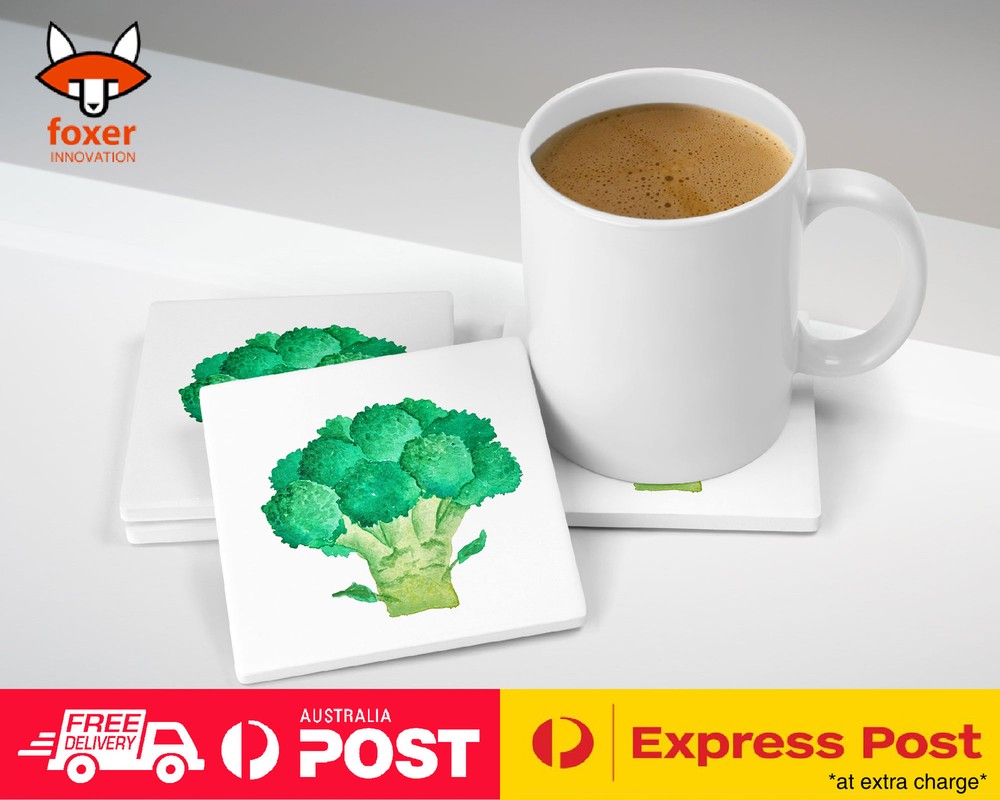 COASTER COFFEE DRINKING MAT|WATERCOLOR BROCCOLI VEGETABLE